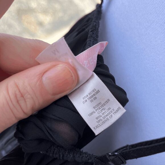 Victoria’s Secret Sheer Pleated Babydoll Lingerie Black Chemise Sz M - Picture 7 of 8